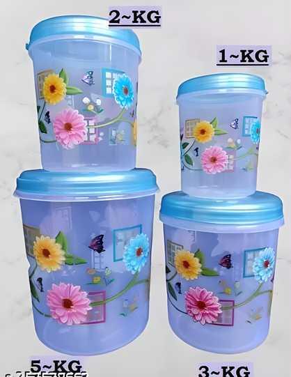 AIRTIGHT Container 1KG,2KG,3KG and 5KG Plastic Grocery Container  (Pack of 4)